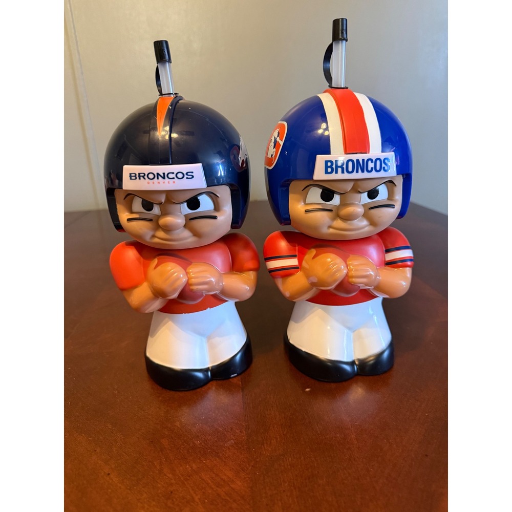 Denver Broncos NFL Big Sip 16oz Character Cups Set 2 Modern & Throwback Helmets